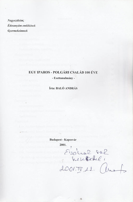 Egy iparos - polgári család 100 éve - Oskola Antikvárium