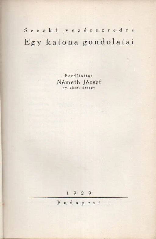 Egy katona gondolatai - Oskola Antikvárium
