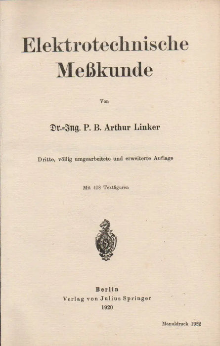 Elektrotechnische Meßkunde - Oskola Antikvárium
