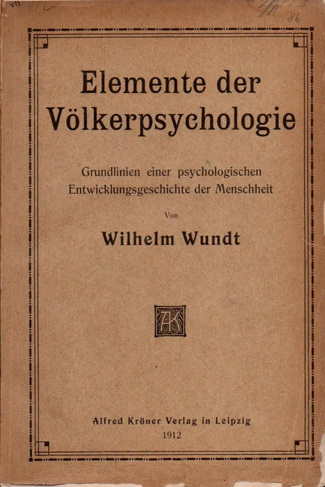 Elemente der Völkerpsychologie - Oskola Antikvárium