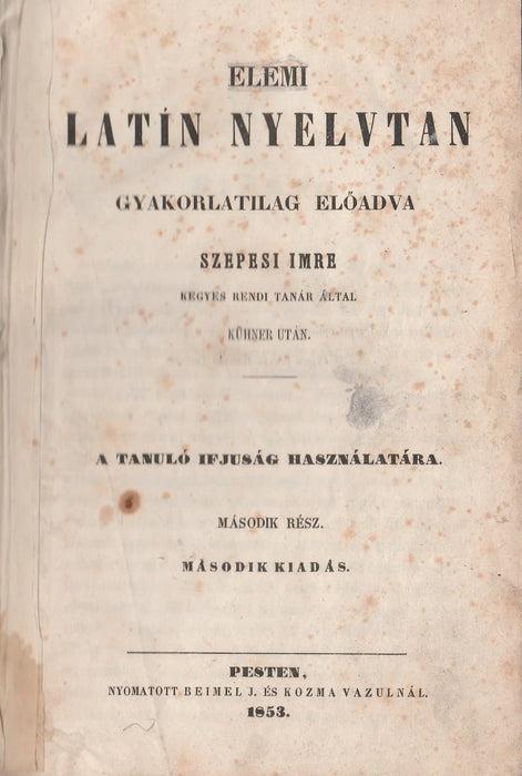 Elemi latin nyelvtan II. - Oskola Antikvárium