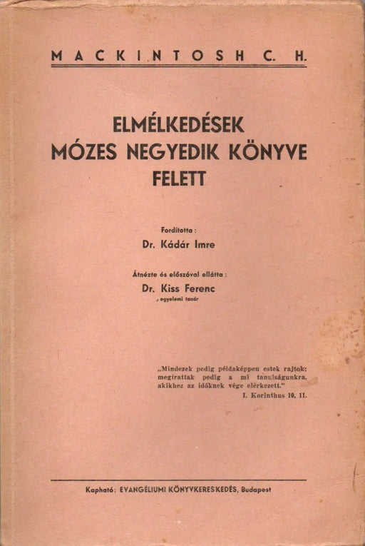 Elmélkedések Mózes negyedik könyve felett - Oskola Antikvárium