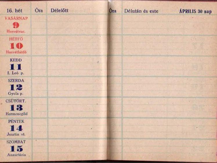 Előjegyzési naptár az 1944. évre - Oskola Antikvárium