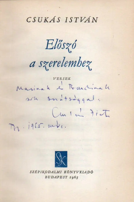 Előszó a szerelemhez - Oskola Antikvárium