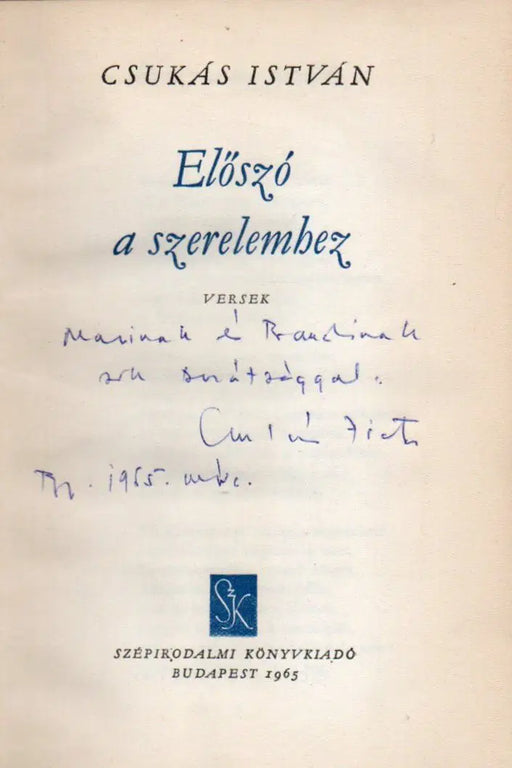 Előszó a szerelemhez - Oskola Antikvárium