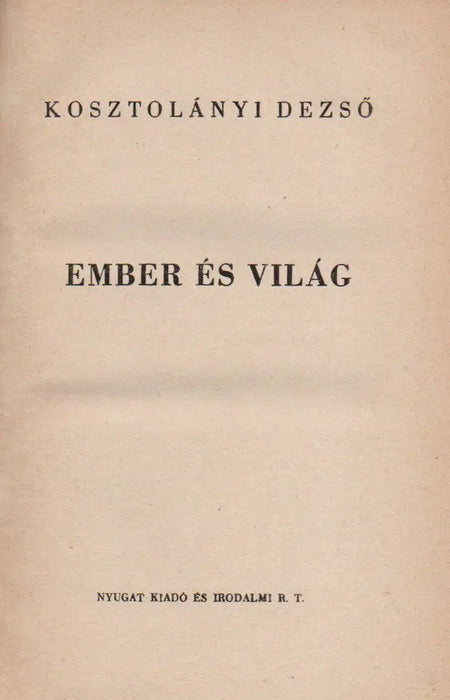 Ember és világ - Oskola Antikvárium