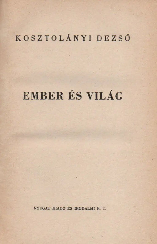 Ember és világ - Oskola Antikvárium