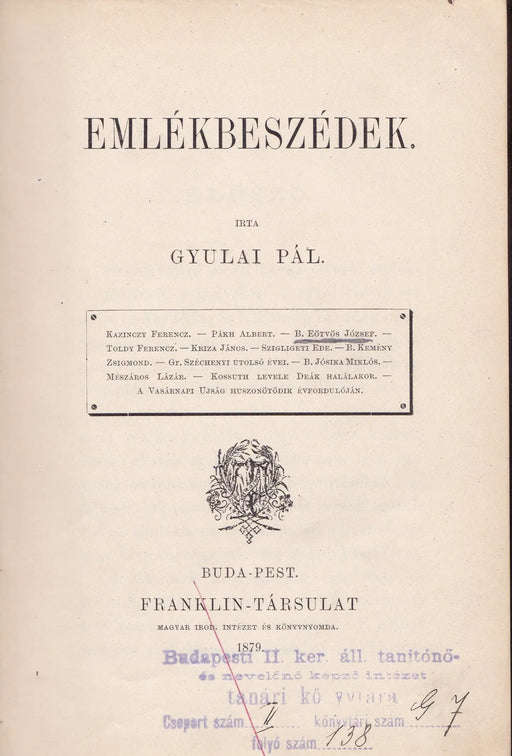 Emlékbeszédek - Oskola Antikvárium