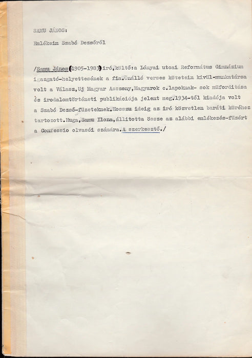 Emlékeim Szabó Dezsőről - Oskola Antikvárium