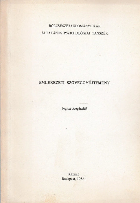 Emlékezeti szöveggyűjtemény - Oskola Antikvárium