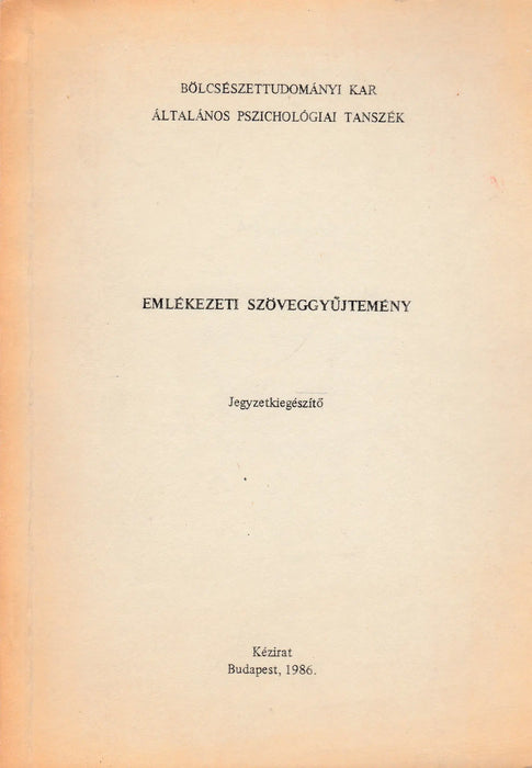 Emlékezeti szöveggyűjtemény - Oskola Antikvárium