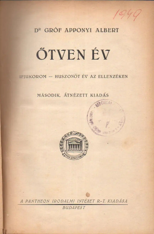Emlékirataim - Ötven év - Oskola Antikvárium