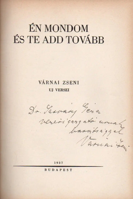 Én mondom és te add tovább - Oskola Antikvárium
