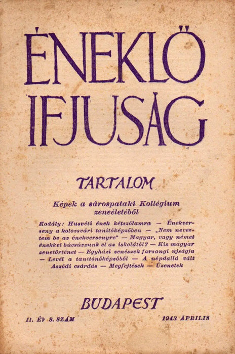Éneklő Ifjúság 6 száma 1941 - 1942 - Oskola Antikvárium