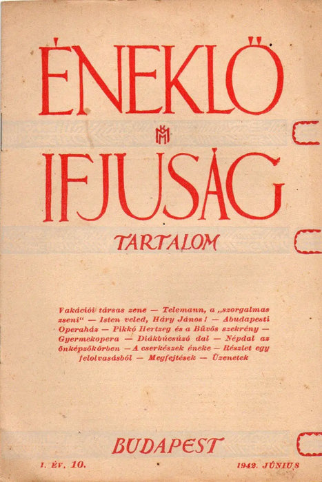 Éneklő Ifjúság 6 száma 1941 - 1942 - Oskola Antikvárium