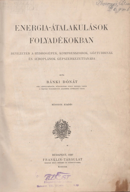 Energia - átalakulások folyadékokban - Oskola Antikvárium