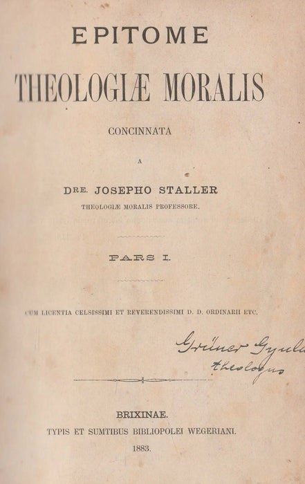 Epitome Theologiae Moralis I - II. - Oskola Antikvárium