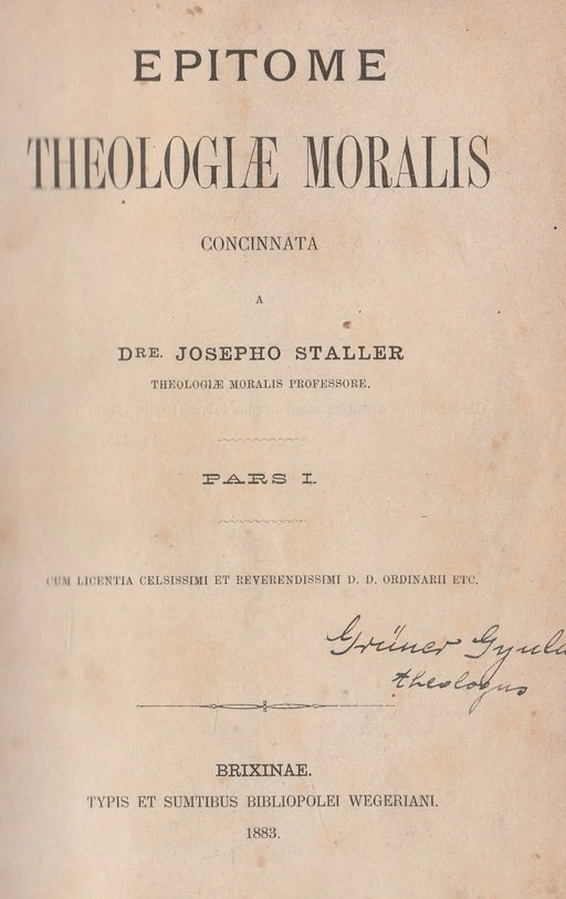 Epitome Theologiae Moralis I - II. - Oskola Antikvárium