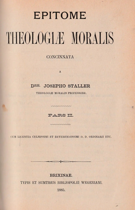 Epitome Theologiae Moralis I - II. - Oskola Antikvárium
