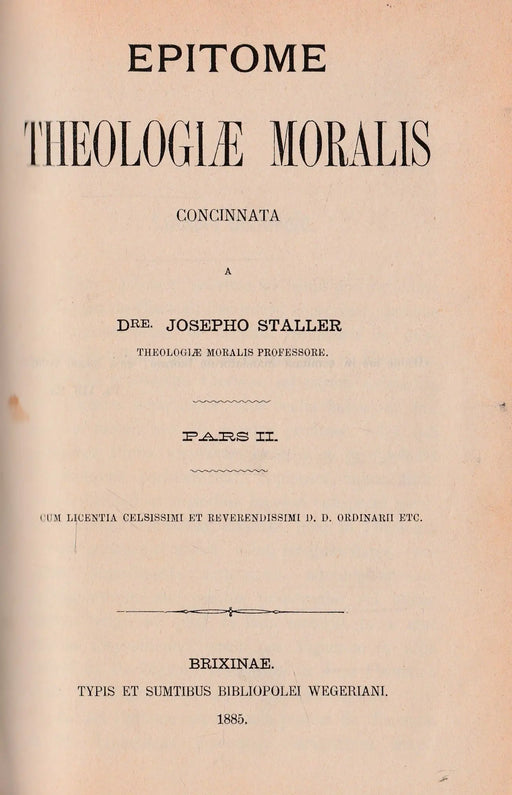 Epitome Theologiae Moralis I - II. - Oskola Antikvárium