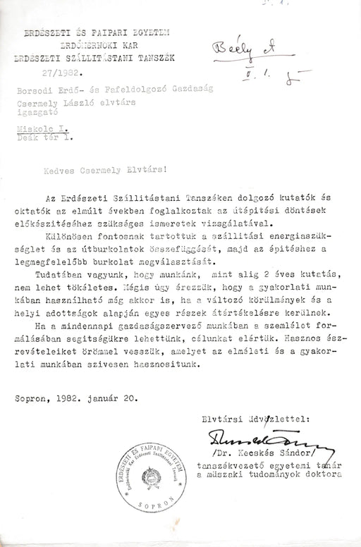 Erdészeti utak korszerű pályaszerkezeteinek energia - és költségvizsgálata - Oskola Antikvárium