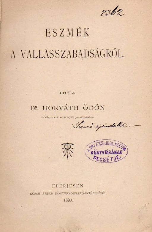 Eszmék a vallásszabadságról - Oskola Antikvárium