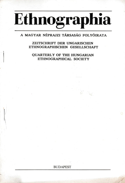 Ethnographia - Különlenyomat - Másság - tolerancia - munkamegosztás - Oskola Antikvárium