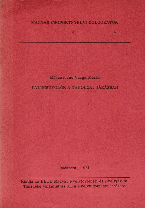 Falucsúfolók a tapolcai járásban - Oskola Antikvárium