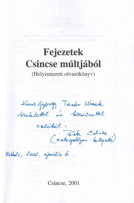 Fejezetek Csincse múltjából - Oskola Antikvárium