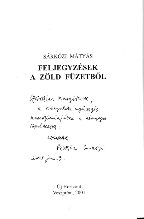 Feljegyzések a zöld füzetből - Oskola Antikvárium