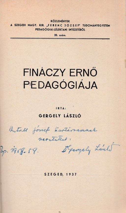 Fináczy Ernő pedagógiája - Oskola Antikvárium