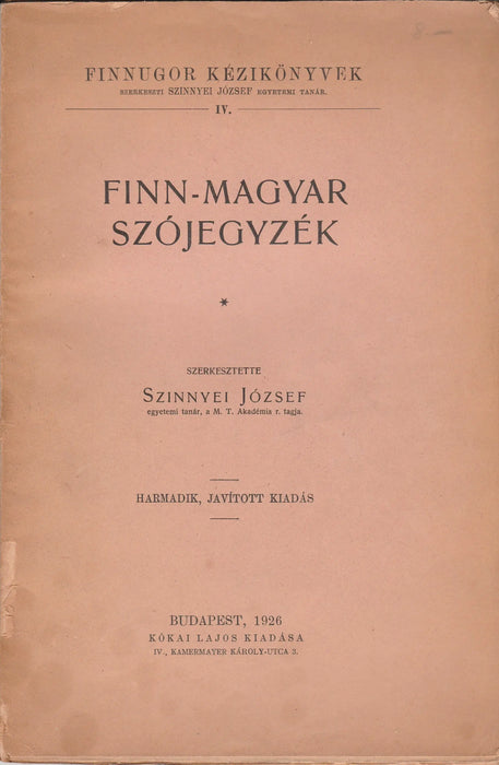 Finn - magyar szójegyzék - Oskola Antikvárium