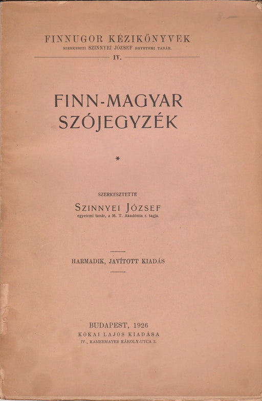Finn - magyar szójegyzék - Oskola Antikvárium