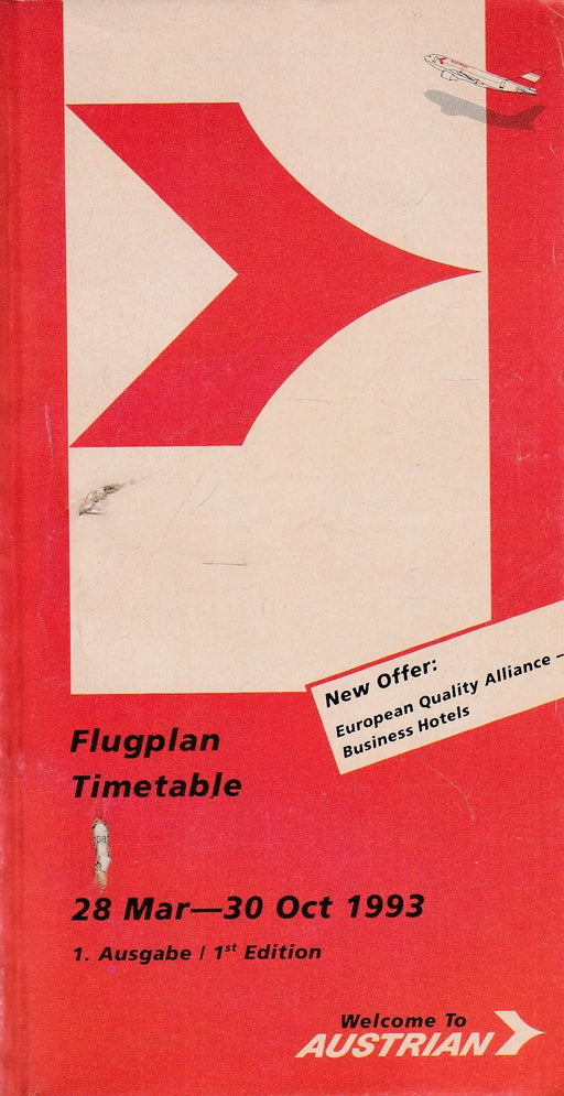 Flugplan - Timetable - 28 Mar - 30 Oct 1993 - Oskola Antikvárium