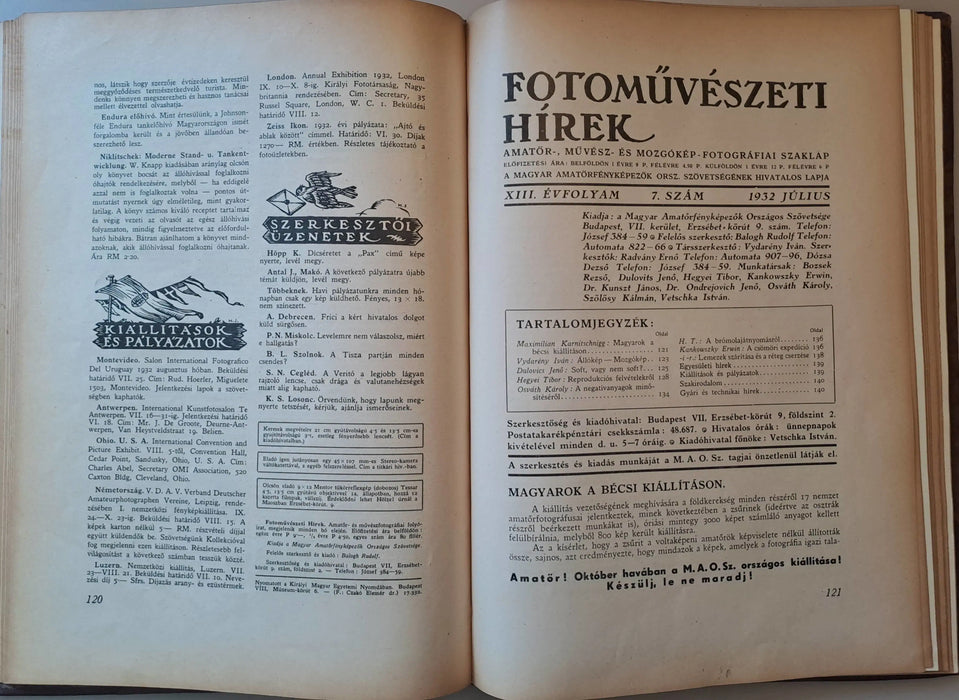 Fotoművészeti Hírek XIII. évfolyam 1932 - Oskola Antikvárium