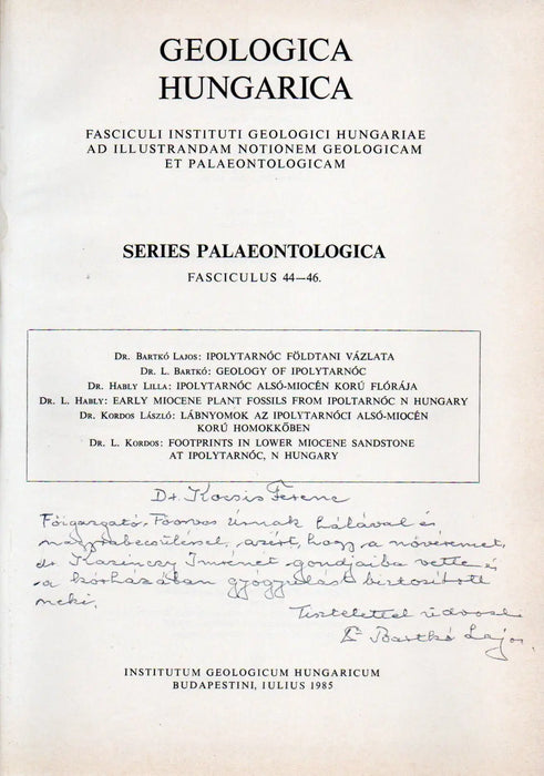 Geologica Hungarica - Series Palaeontologica 44 - 46. - Oskola Antikvárium