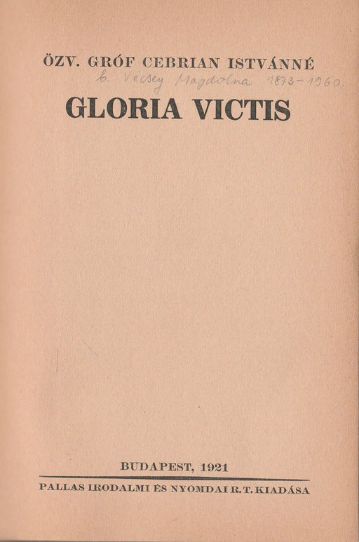Gloria Victis - Oskola Antikvárium