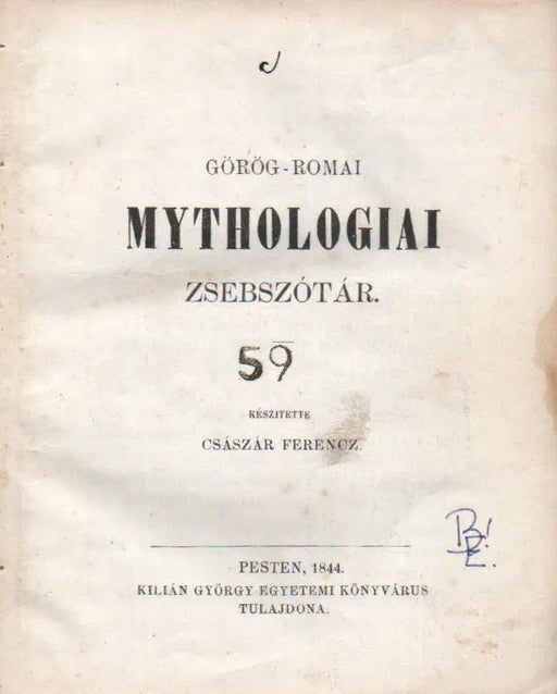Görög - római mythologiai zsebszótár - Oskola Antikvárium
