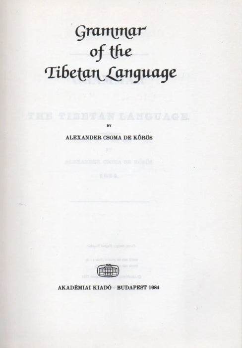 Grammar of the Tibetan Language - Oskola Antikvárium