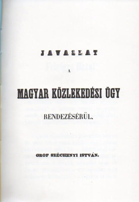 Gróf Széchenyi István közlekedési javaslata - Oskola Antikvárium