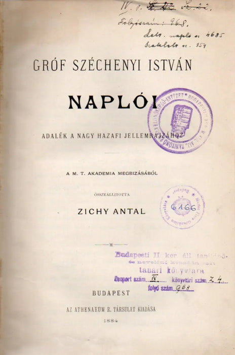 Gróf Széchenyi István naplói - Oskola Antikvárium