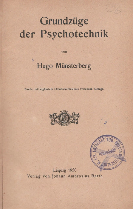 Grundzüge der Psychotechnik - Oskola Antikvárium