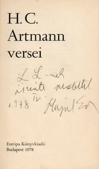 H. C. Artmann versei - Oskola Antikvárium