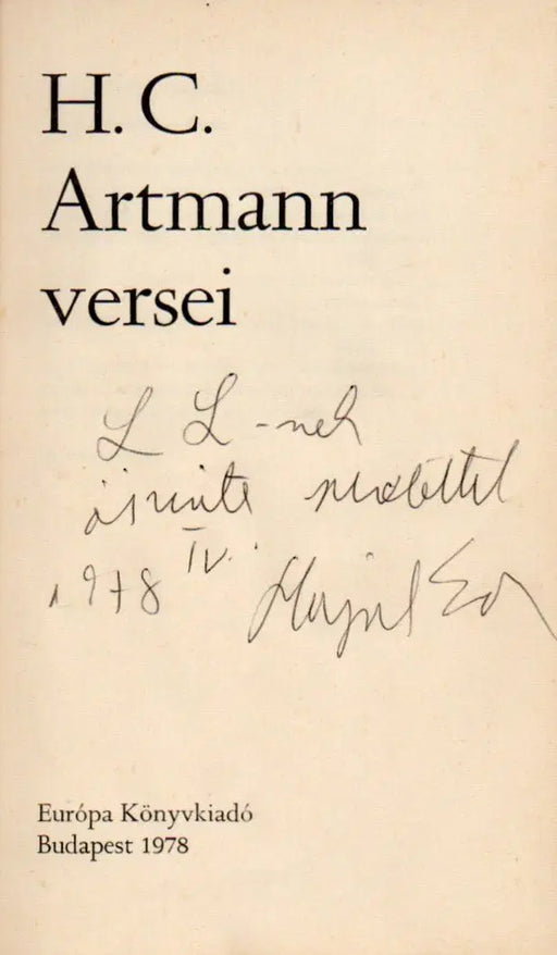 H. C. Artmann versei - Oskola Antikvárium