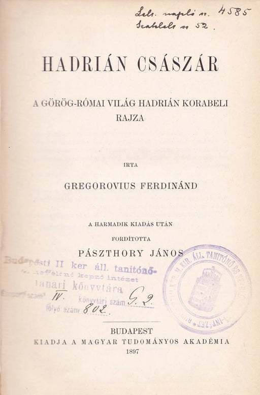 Hadrián császár - Oskola Antikvárium
