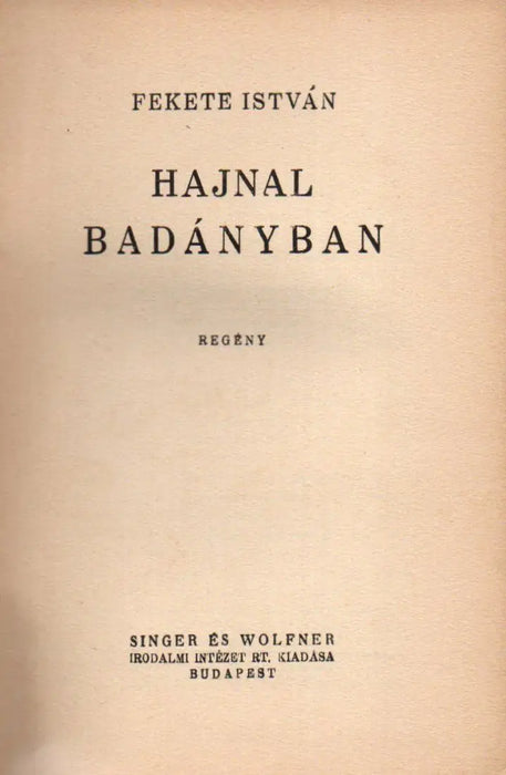 Hajnal Badányban - Oskola Antikvárium