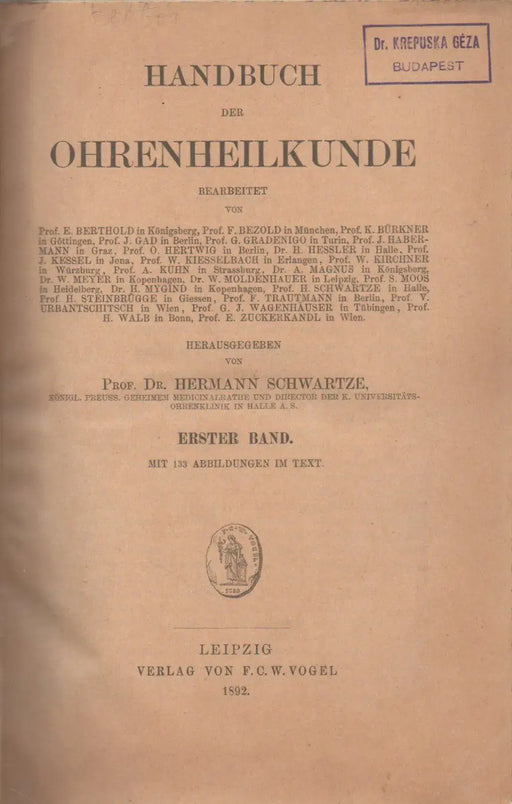 Handbuch der Ohrenheilkunde I. - Oskola Antikvárium