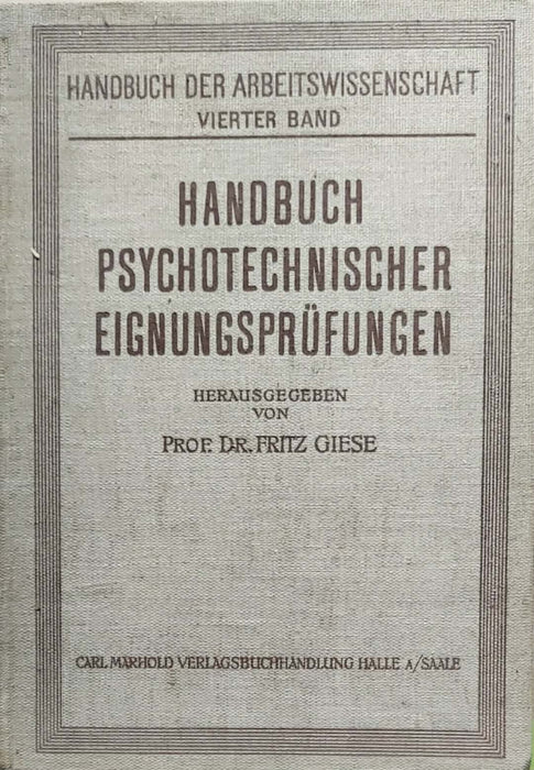 Handbuch psychotechnischer Eignungsprüfungen - Oskola Antikvárium
