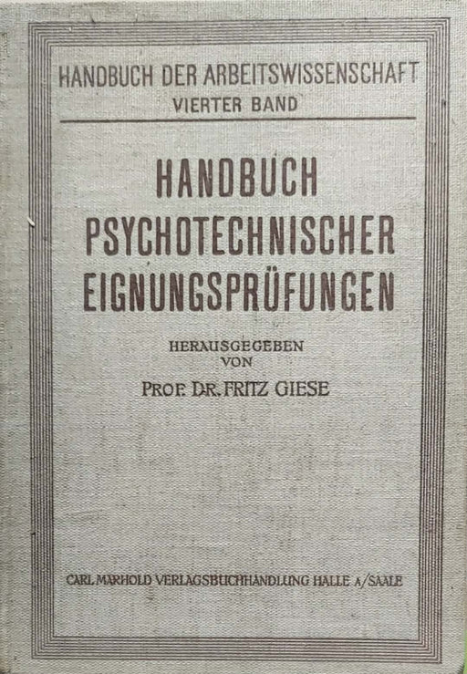Handbuch psychotechnischer Eignungsprüfungen - Oskola Antikvárium