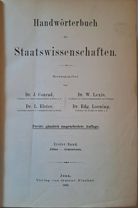 Handwörterbuch der Staatswissenschaften I - V., VII. - Oskola Antikvárium